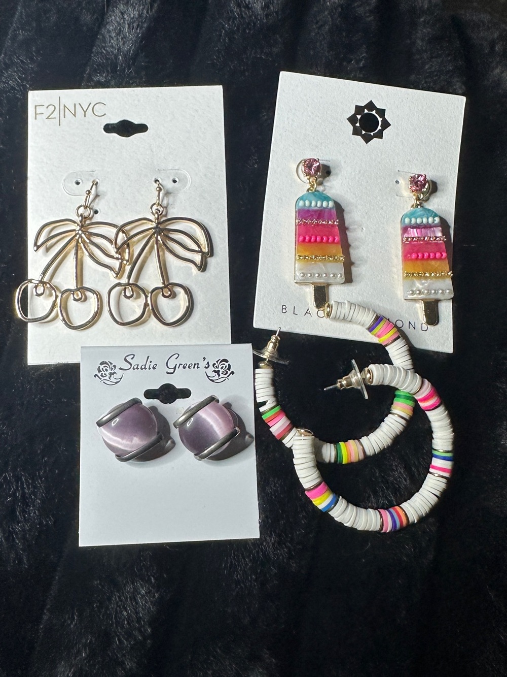 Colorful Popsicle, Cherry & Beaded Hoop Earring Set